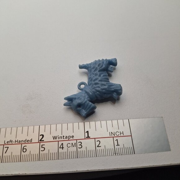 Blue Plastic Terrier Dog Vintage Charm Pendant Jewelry W Collar Scottish Westie - Picture 6 of 12